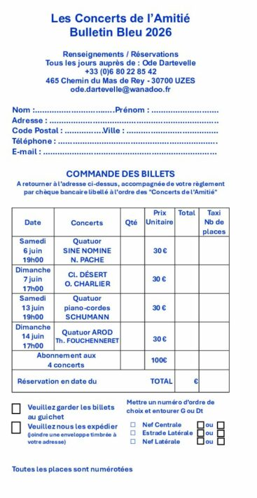 bulletin bleu de réservation